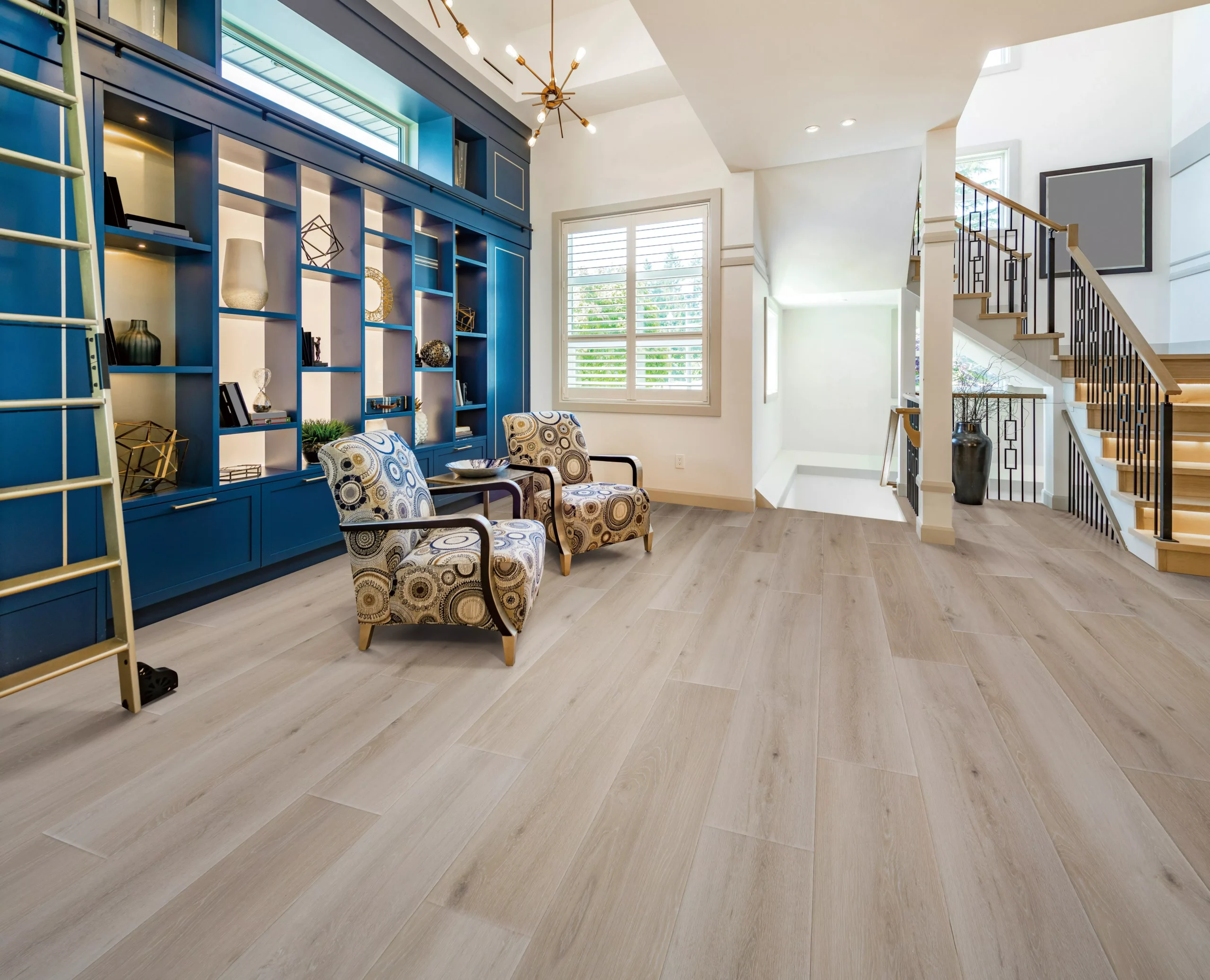 NuCore waterproof luxury vinyl plank flooring in a modern living room